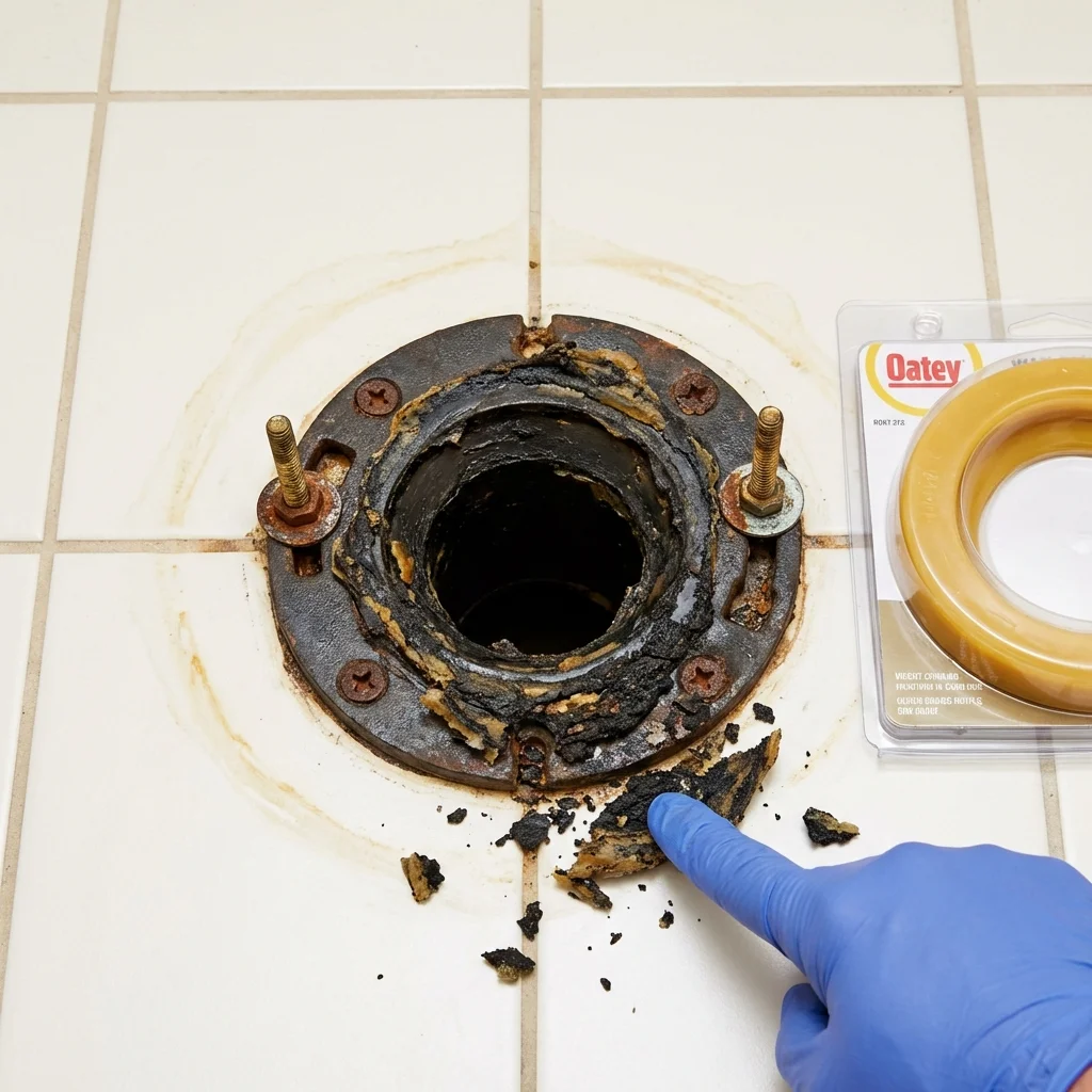 Failed wax ring showing water seepage at the base of a toilet in a Pembroke Pines, FL home